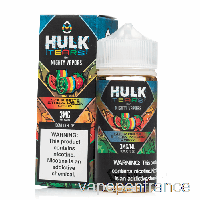 Ceintures Aigres Paille Melon à Mâcher - Larmes De Hulk - 100 Ml 6 Mg Stylo Vape